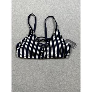 Nautica Womens Size L Deep Sea Striped Bikini Top NWT